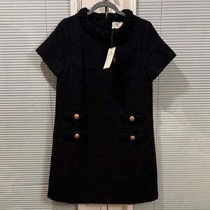 Tuckernuck Black Tweed Jackie Dress with Gold Accents